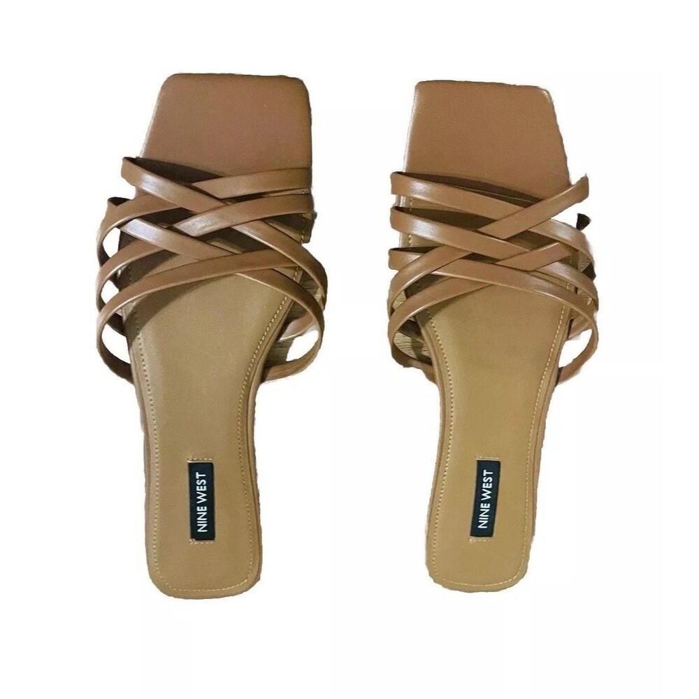 Nine West Women’s Sandal Halen3 Flat 9.5 , Dark Natural New with box Brown